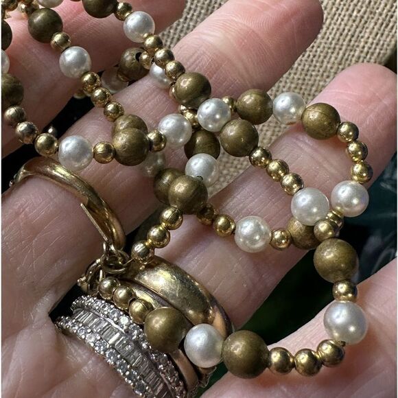 Vintage Bergere Gold tone & Pearl Dainty Necklace 14” & Bracelet 7” - Picture 3 of 6
